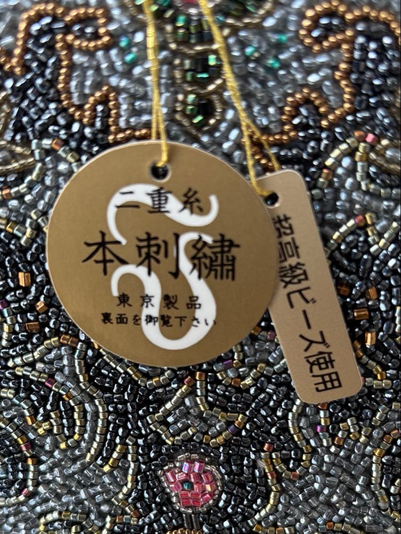 超高級ビーズ刺繍デザイン ハンドバッグ グレー