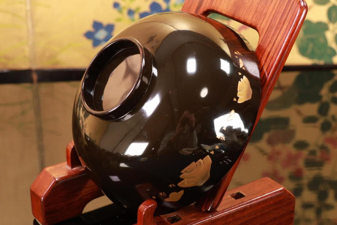 輪島塗　図替わり　草花蒔絵　吸物椀　五客　木製　BJ119