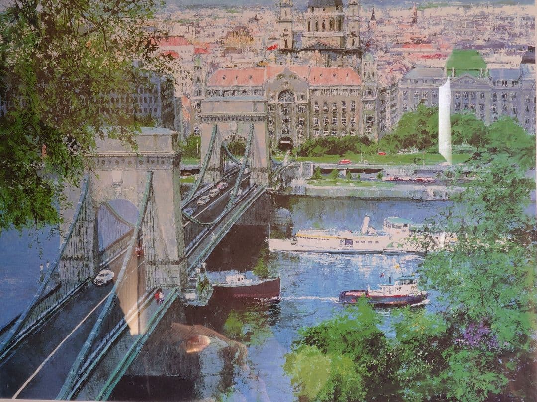 【特別価格、リトグラフ、真作】小田切訓『ドナウの橋』、サイン、エディション入り