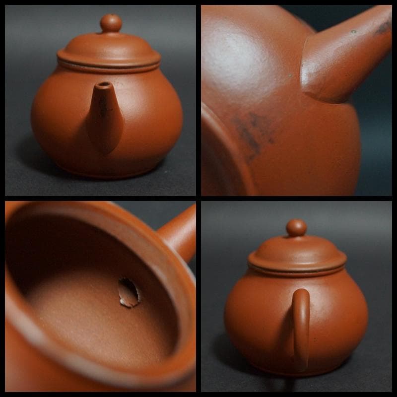 中国宜興紫砂 時代朱泥急須 単孔紫砂壺 朱泥 中国宜興在銘 煎茶道具★時代物★