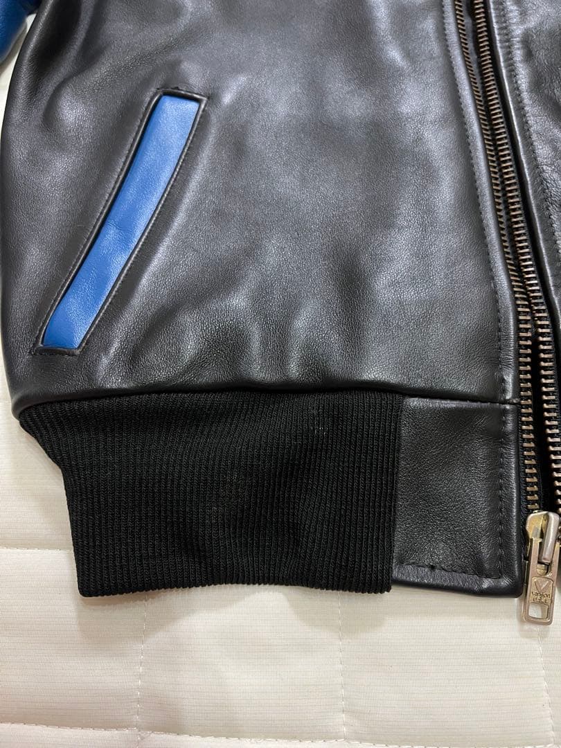 VANSON レザージャケット TJV バンソン青　黒 サイズ36 Sサイズ相当
