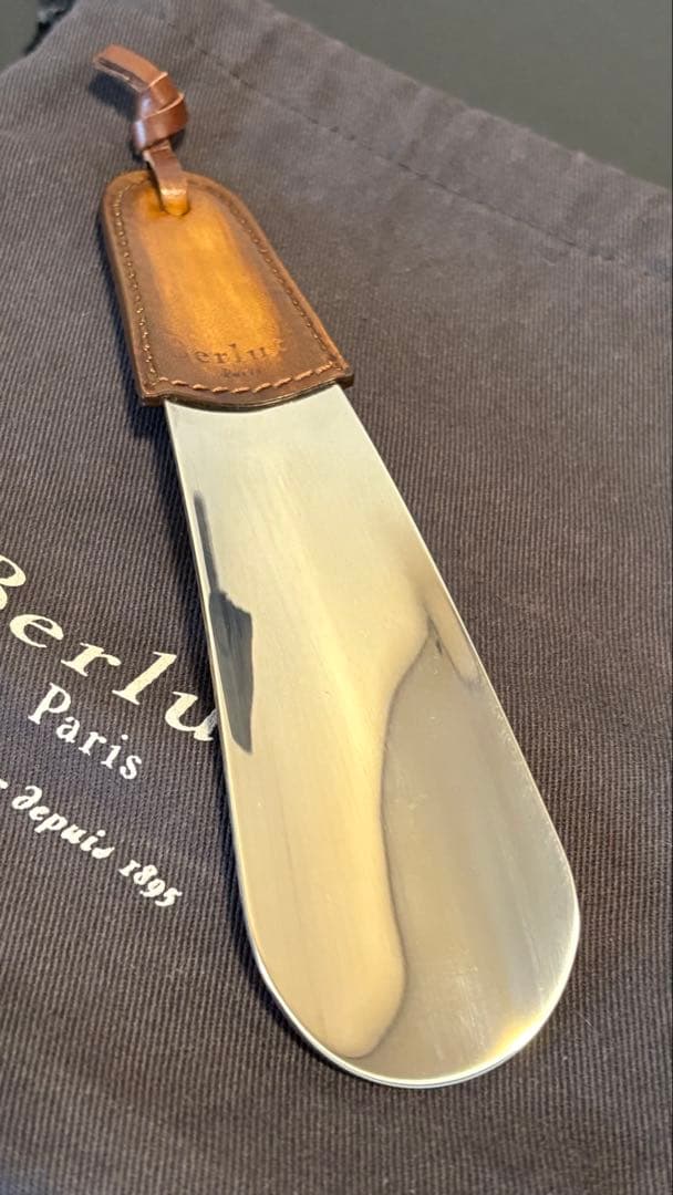 Berluti シューホーン 靴べら レザー ブラウン シルバー