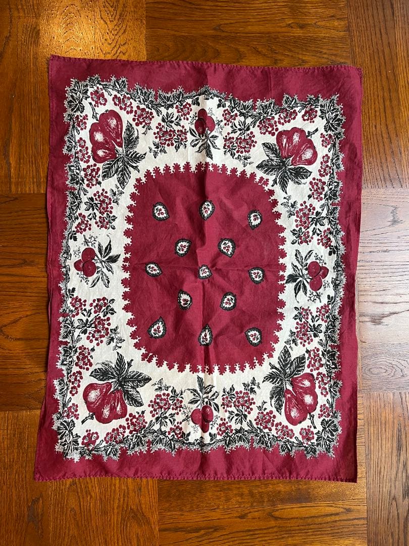 レア LVC イタリア製 バンダナ フルーツ柄 バーガンディ