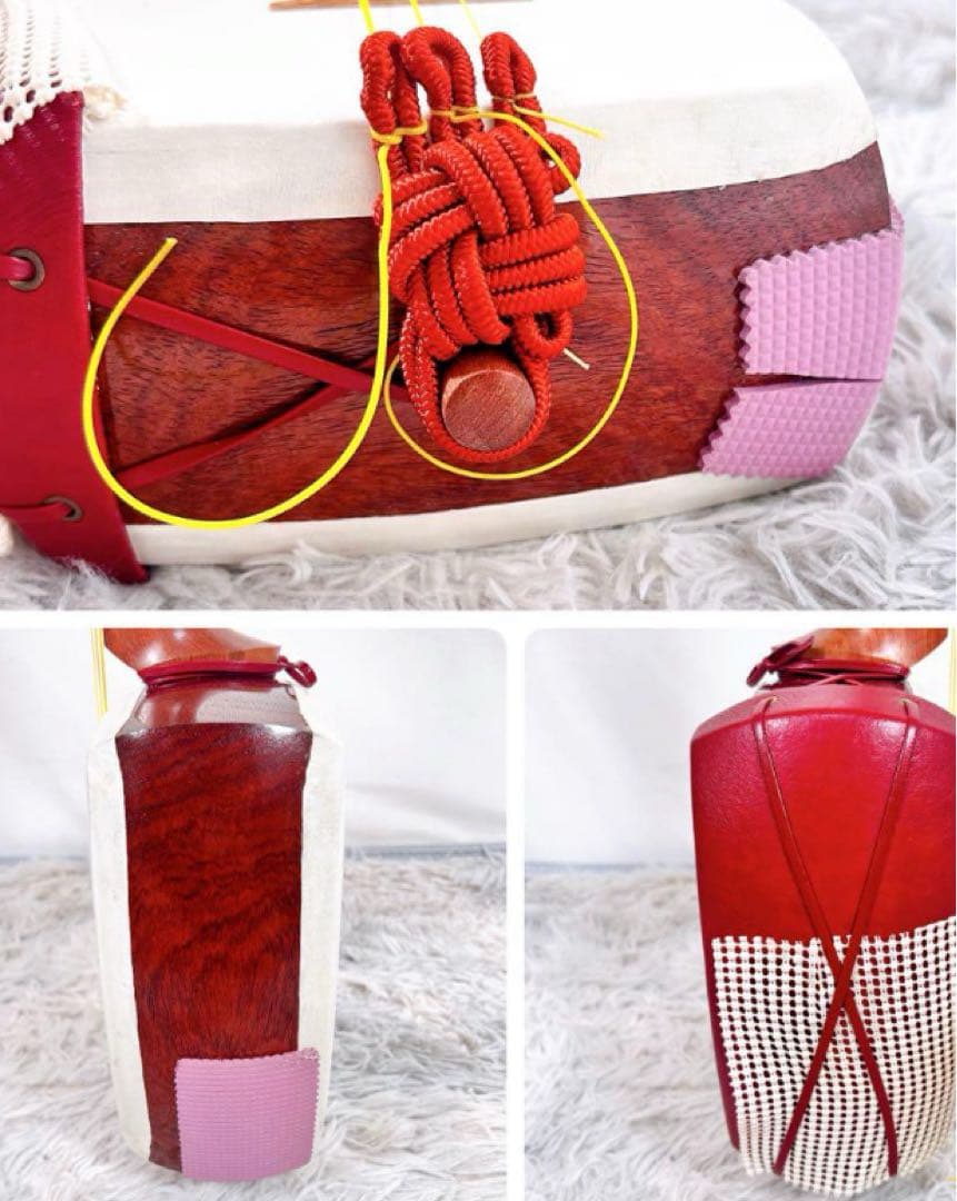 希少】民謡三味線　細棹　花梨　正寸　3分割 丸打胴　皮やぶれなし　本皮