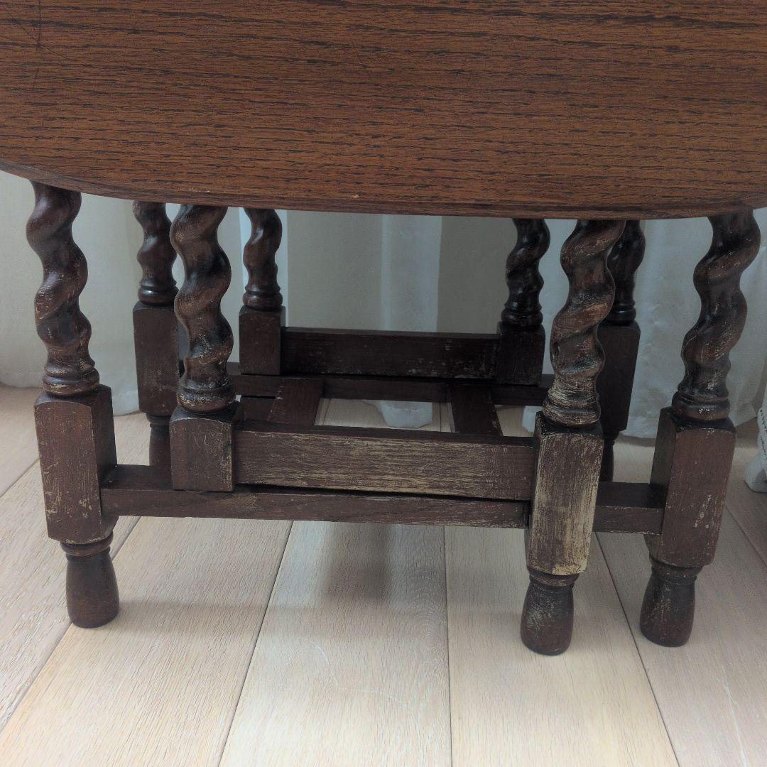 イギリスアンティーク　ゲートレッグテーブル　ダイニングテーブル　ツイストレッグ
