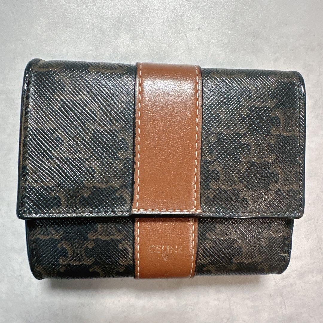 CELINE セリーヌ マカダム ３つ折り財布 ブラウン 総柄 ウォレット