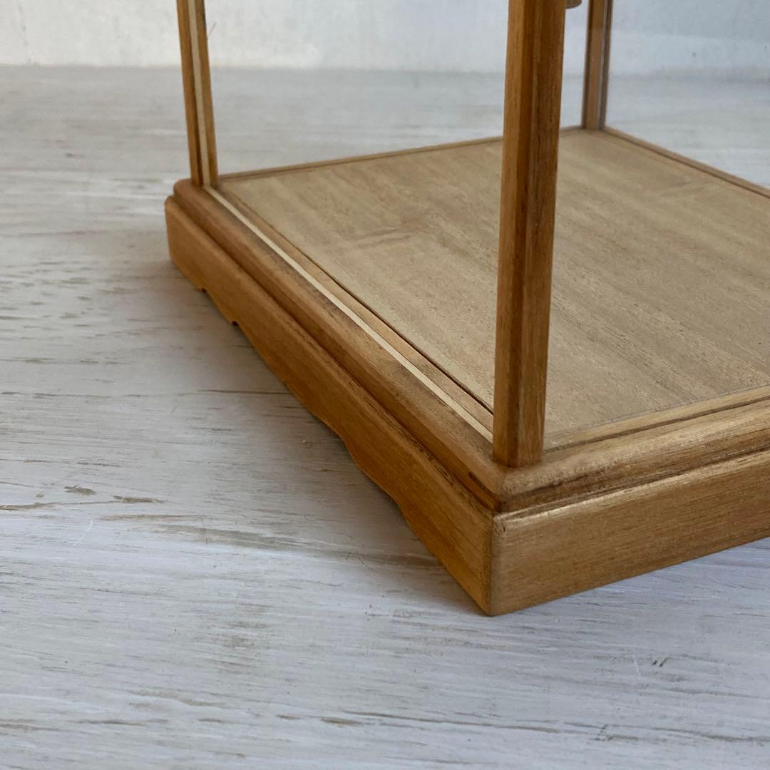 古い木製 小振り ガラスケース 2段 卓上ショーケース 扉なし