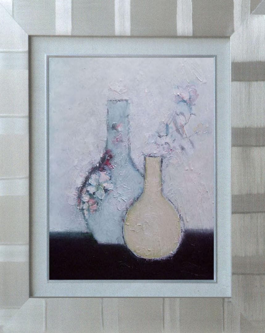 油絵 菅家令子 絵 絵画 インテリア uF6-111102 花と花びん