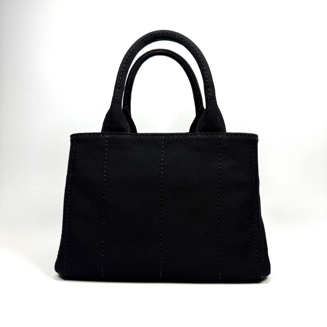 美品✨ PRADA プラダ カナパ S ハンドバッグ 黒 ストライプ