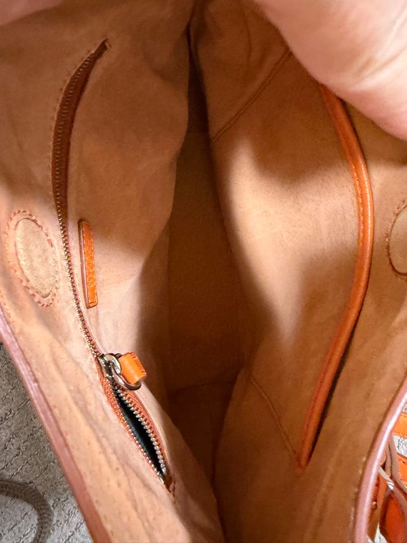 HIROFU オレンジ　レザーショルダーバッグ