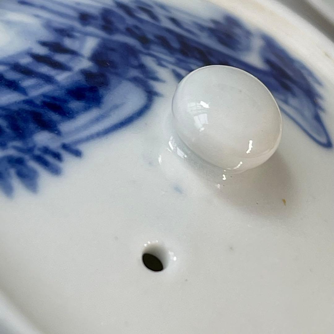 A836⭐︎平安靖山造 染付 山水楼閣文 煎茶器 7点組 共箱付