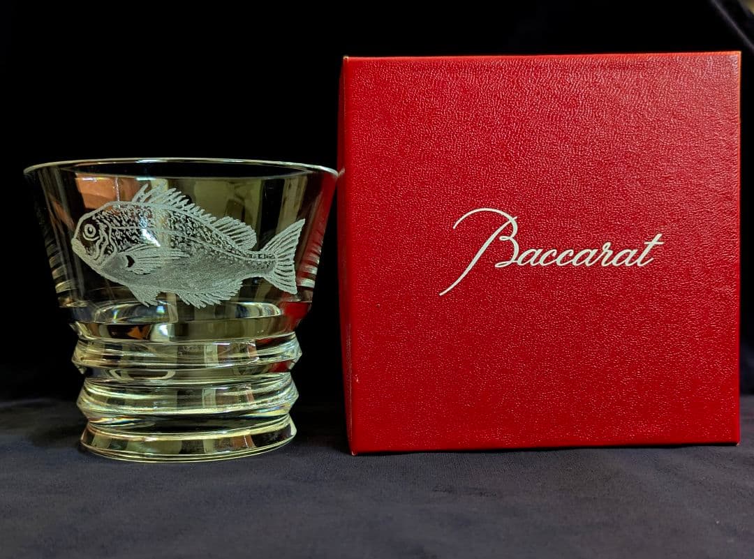 Baccarat 鯛の彫刻 ロックグラス 専用箱付き