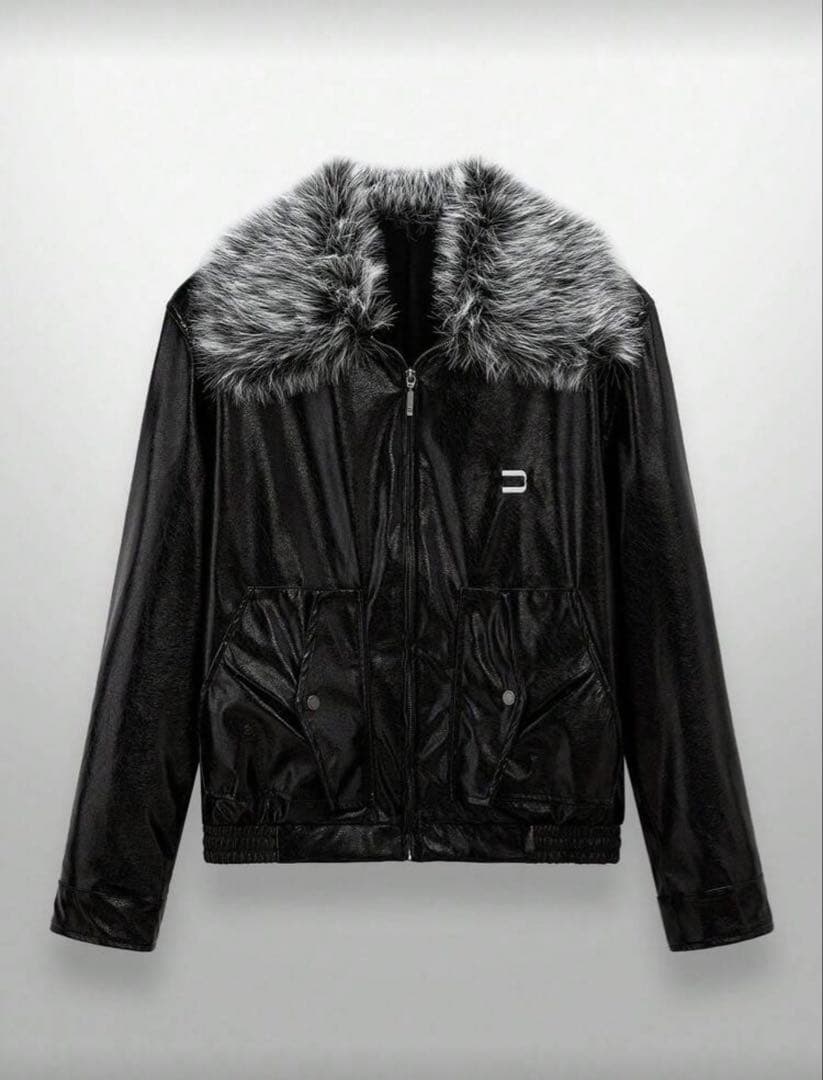 00s レザーファージャケット　グランジ　Y2K パンク