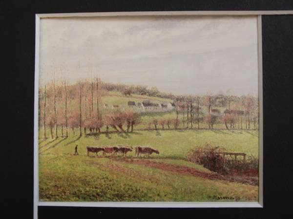 ピサロ、エラニィの夏の風景、希少画集画、新品額装付
