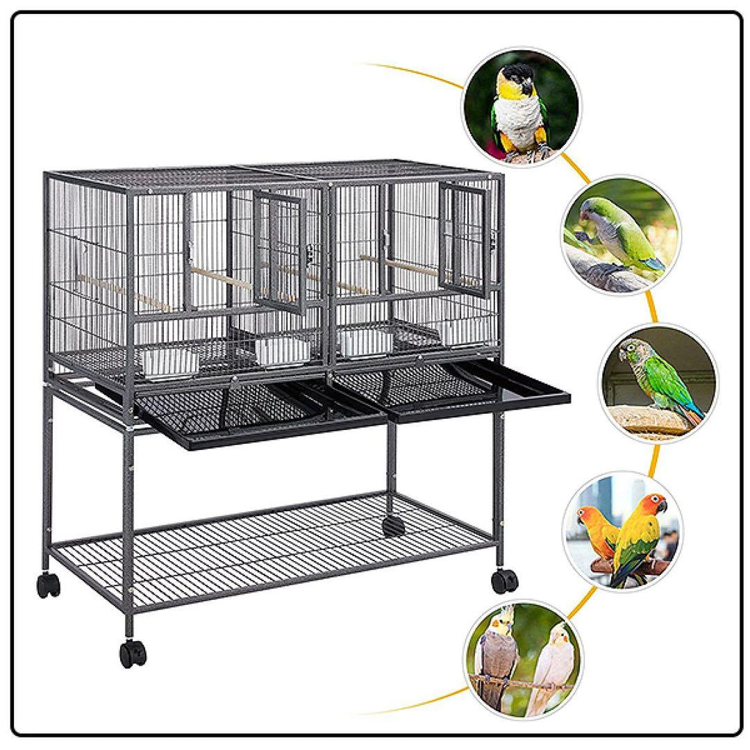 ブリーダー バードケージ 2部屋 仕切り 鳥かご 鳥小屋 ペット キャスター付き