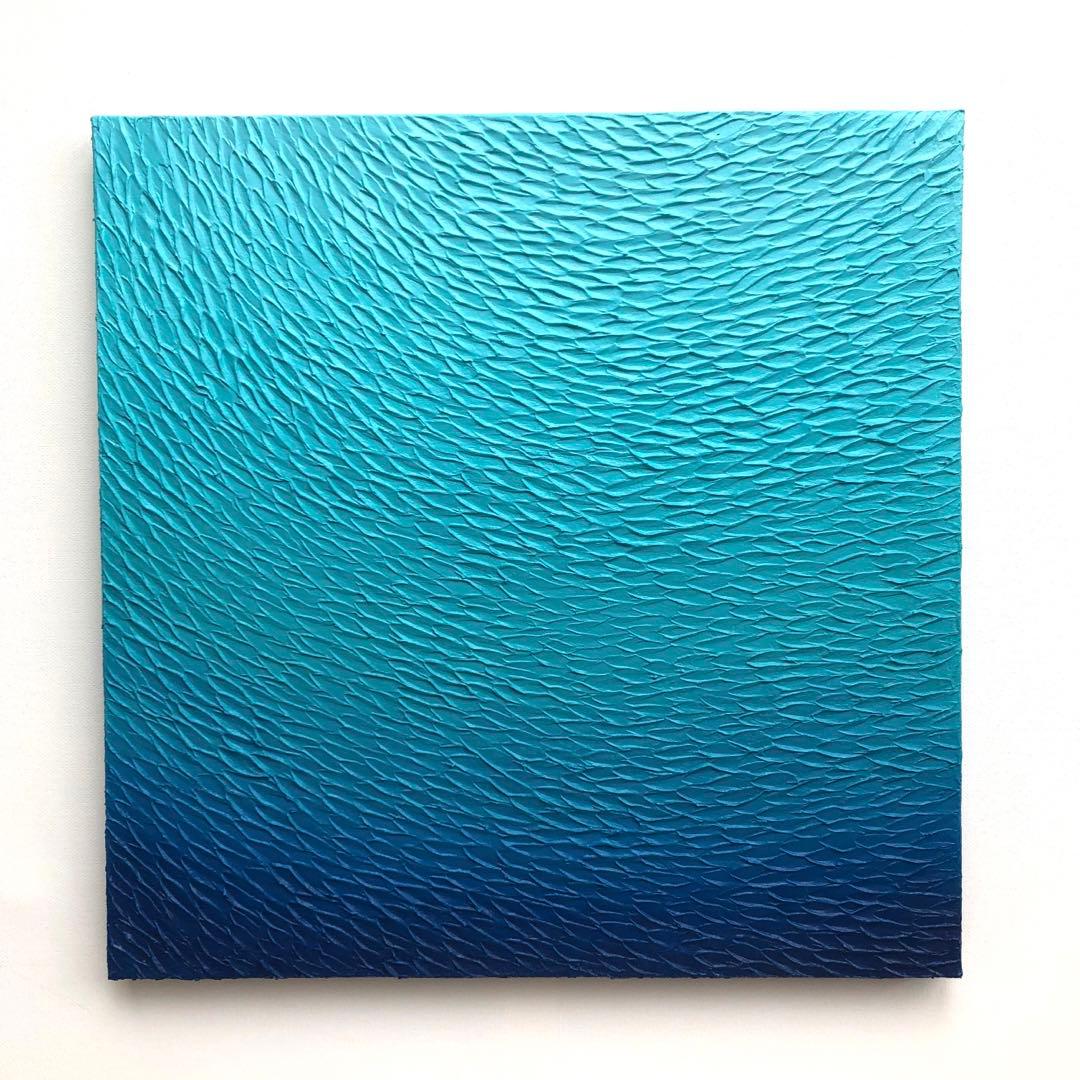 テクスチャーアート・海＊スクエアキャンバスアクリル画抽象画オーシャン青絵画原画