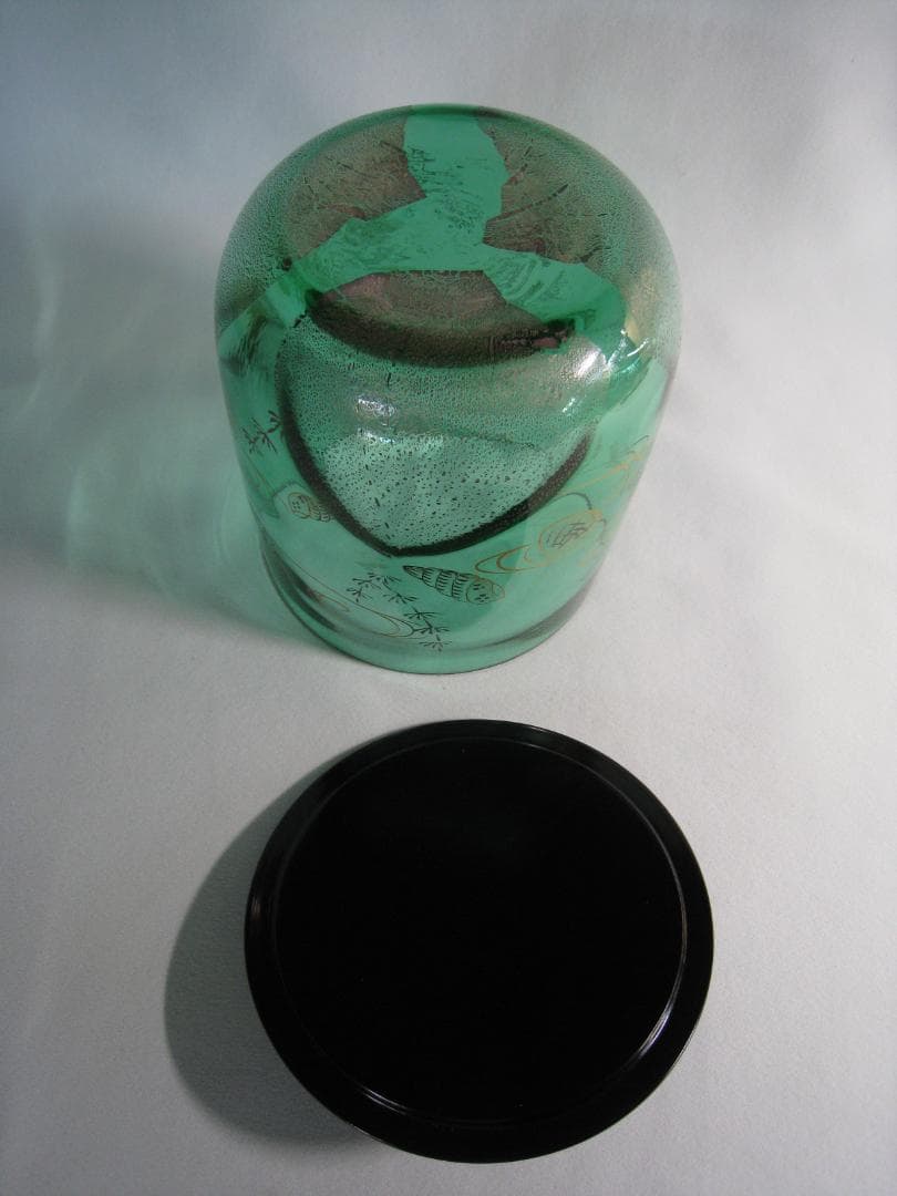 硝子製水指　【義山　切箔　金彩　貝　海松文水指】水崎長寿