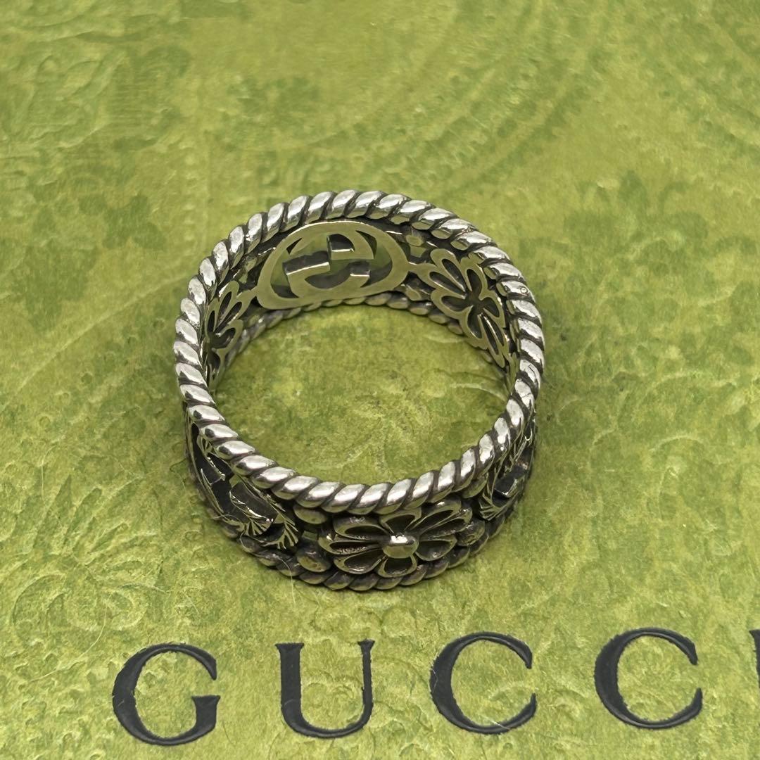 グッチ　GUCCI 指輪　リング　ハイブランド　19号　ワイド　フラワー