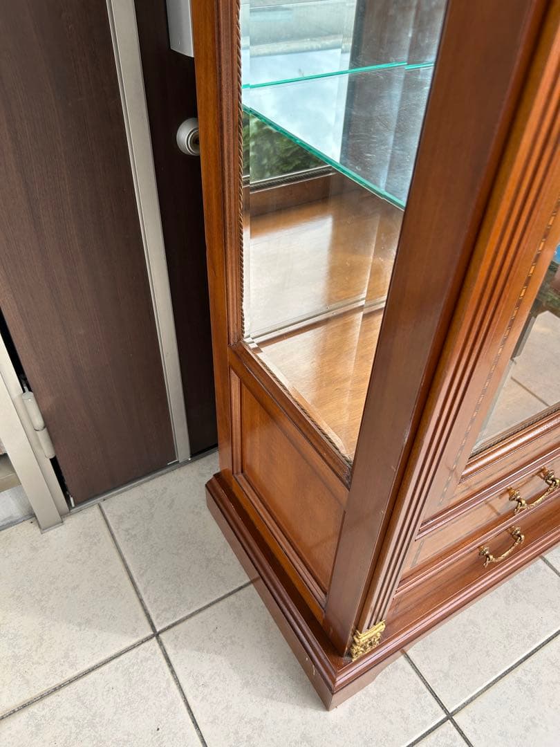 アンティーク　ヴィンテージ　ガラスキャビネット　ディスプレイ　食器棚