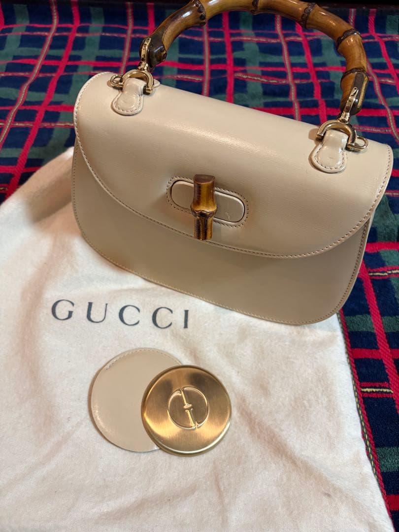 グッチ オールドグッチ バンブーミニ ハンドバッグ レザーアイボリー