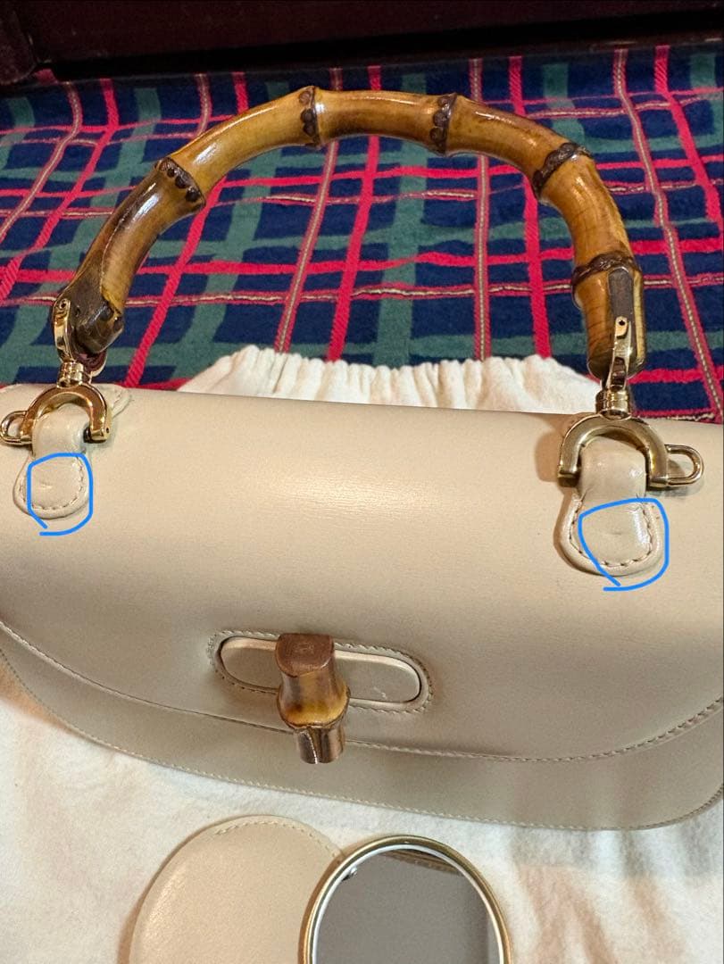 グッチ オールドグッチ バンブーミニ ハンドバッグ レザーアイボリー