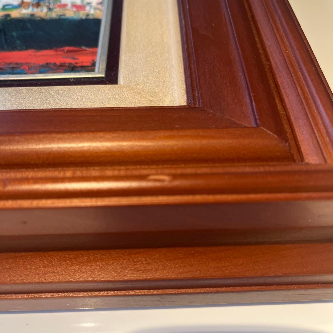 港の風景 油彩画フレーム付