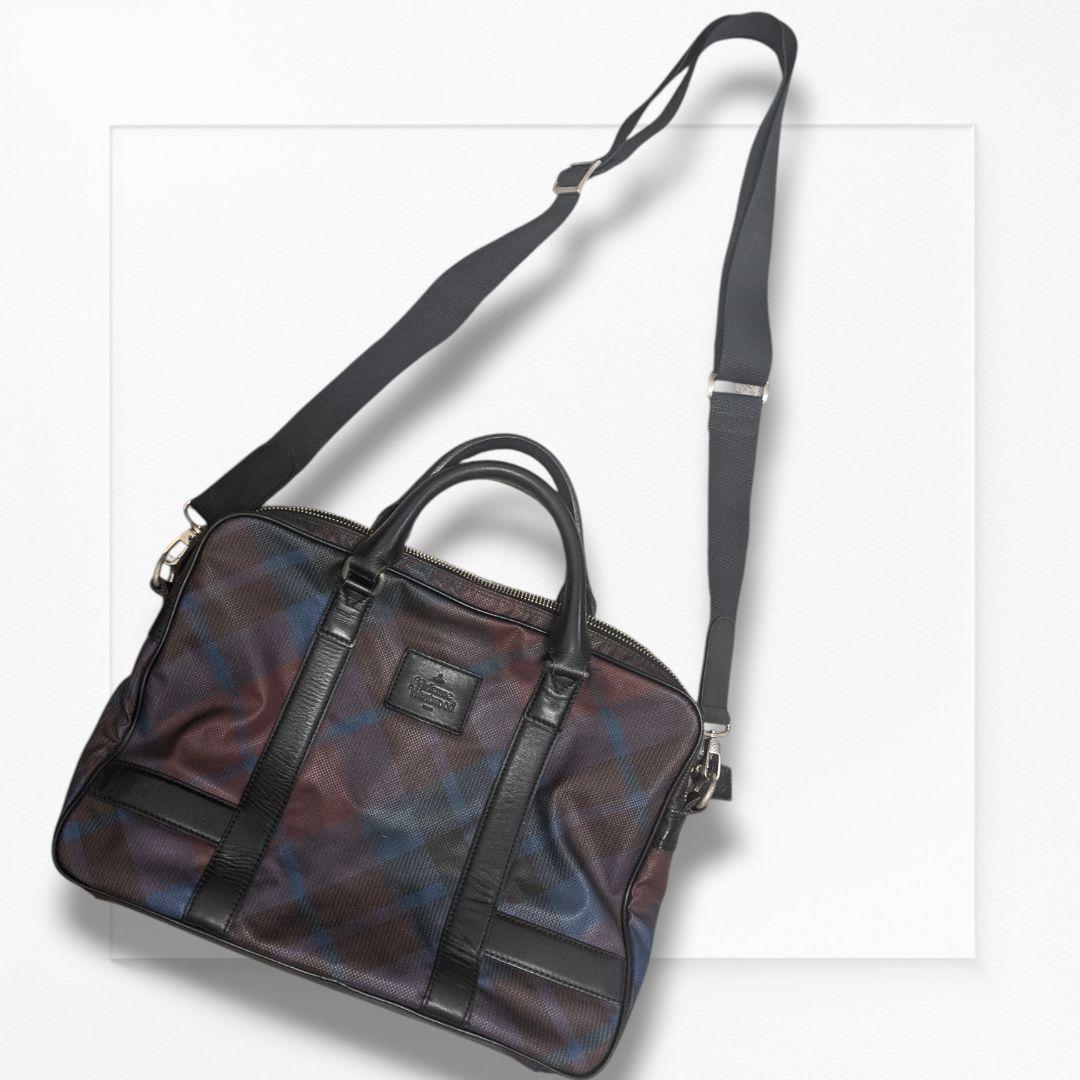 ヴィヴィアンウエストウッド ブリーフケース 2way チェック柄 PVC
