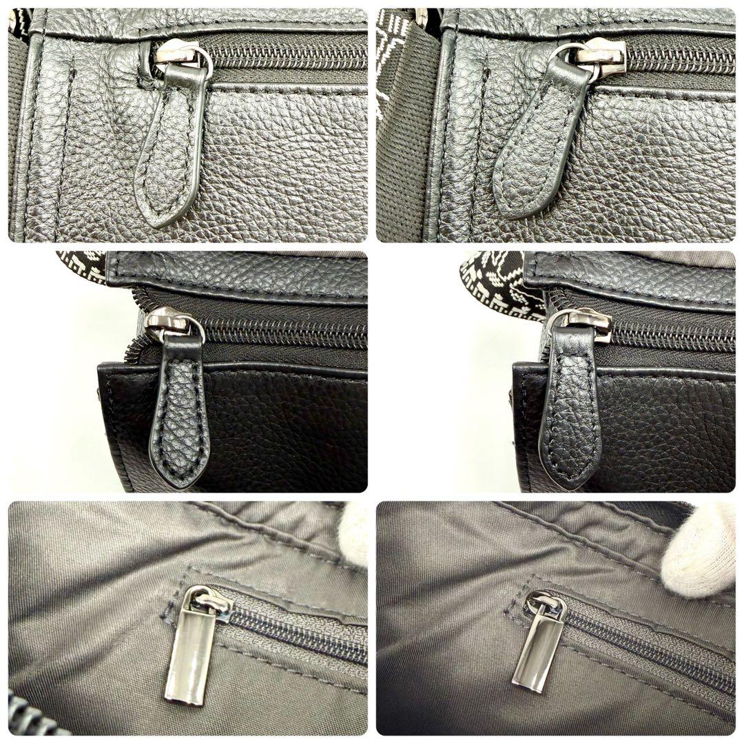 WEB限定イアパピヨネ 柄ワイドテープ ショルダーバッグ ブラック 幾何学 模様