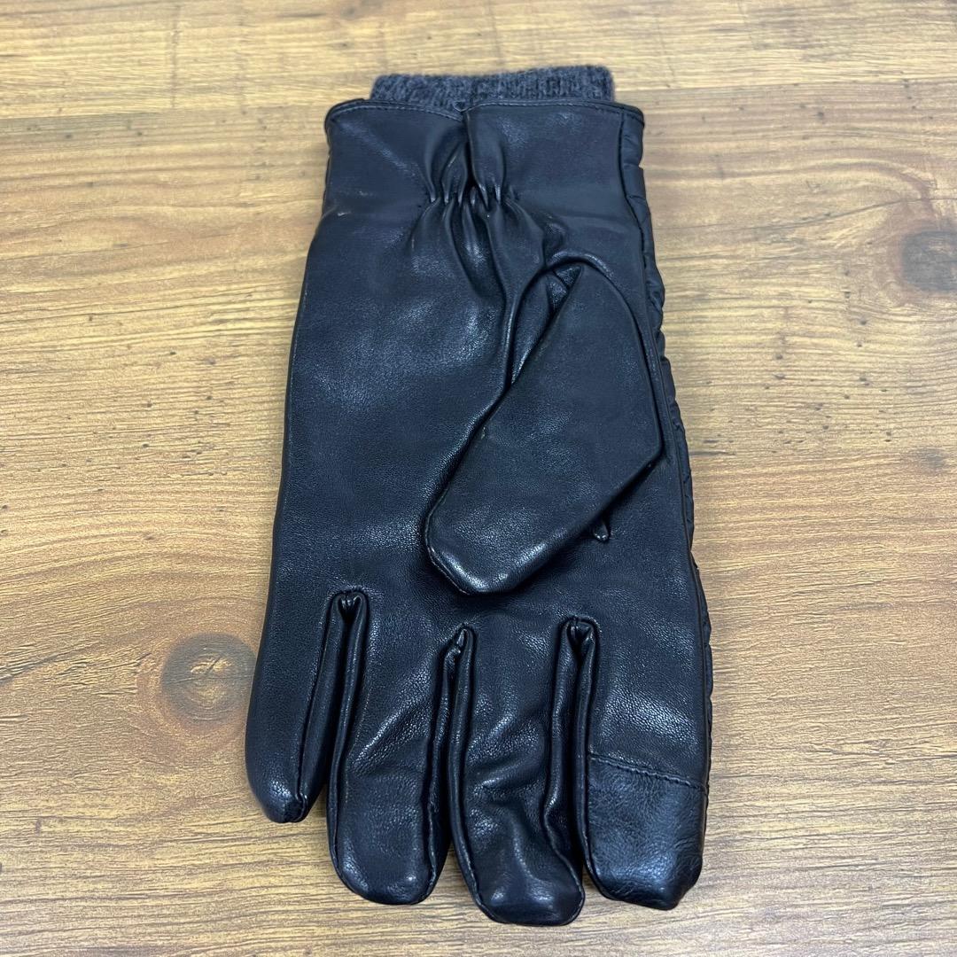 ポロラルフローレン リブニットキルティングナイロンレザー切替グローブ手袋