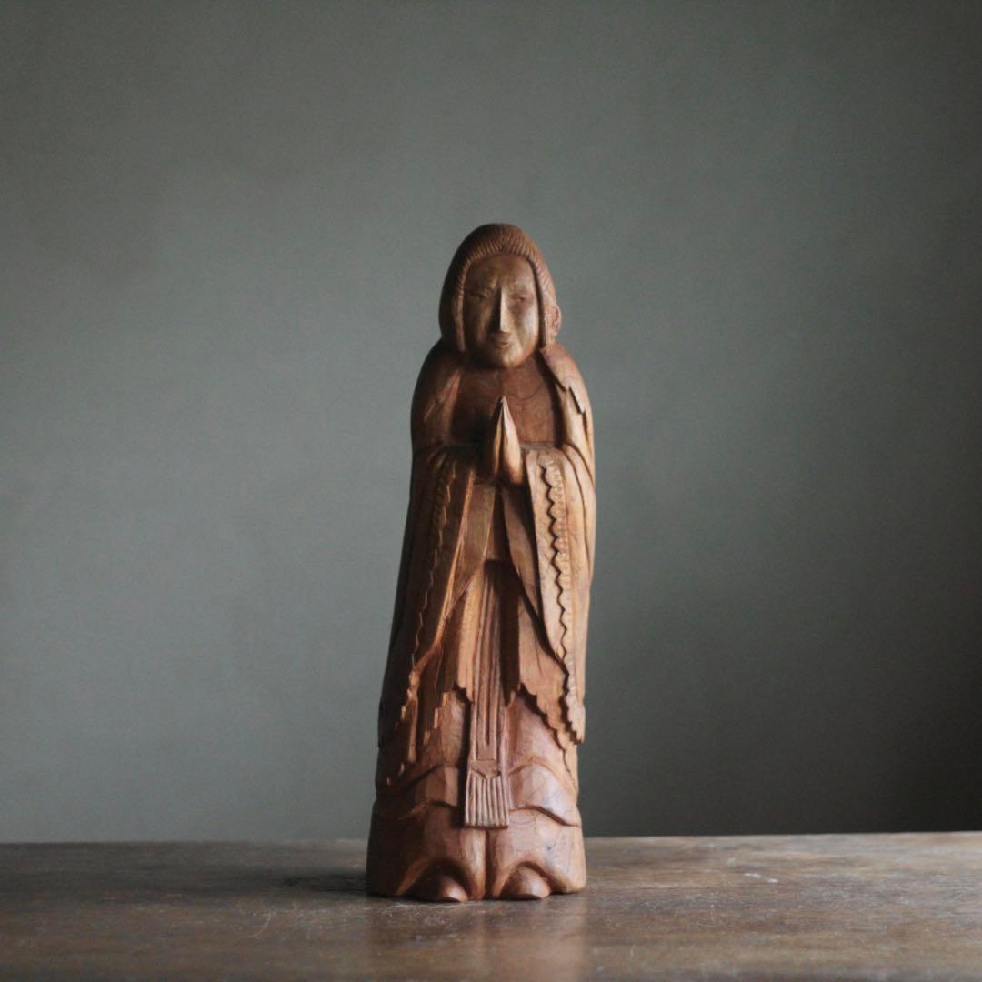 木彫 祈りの像 古道具 民衆仏 アンティーク オブジェ アイヌ？