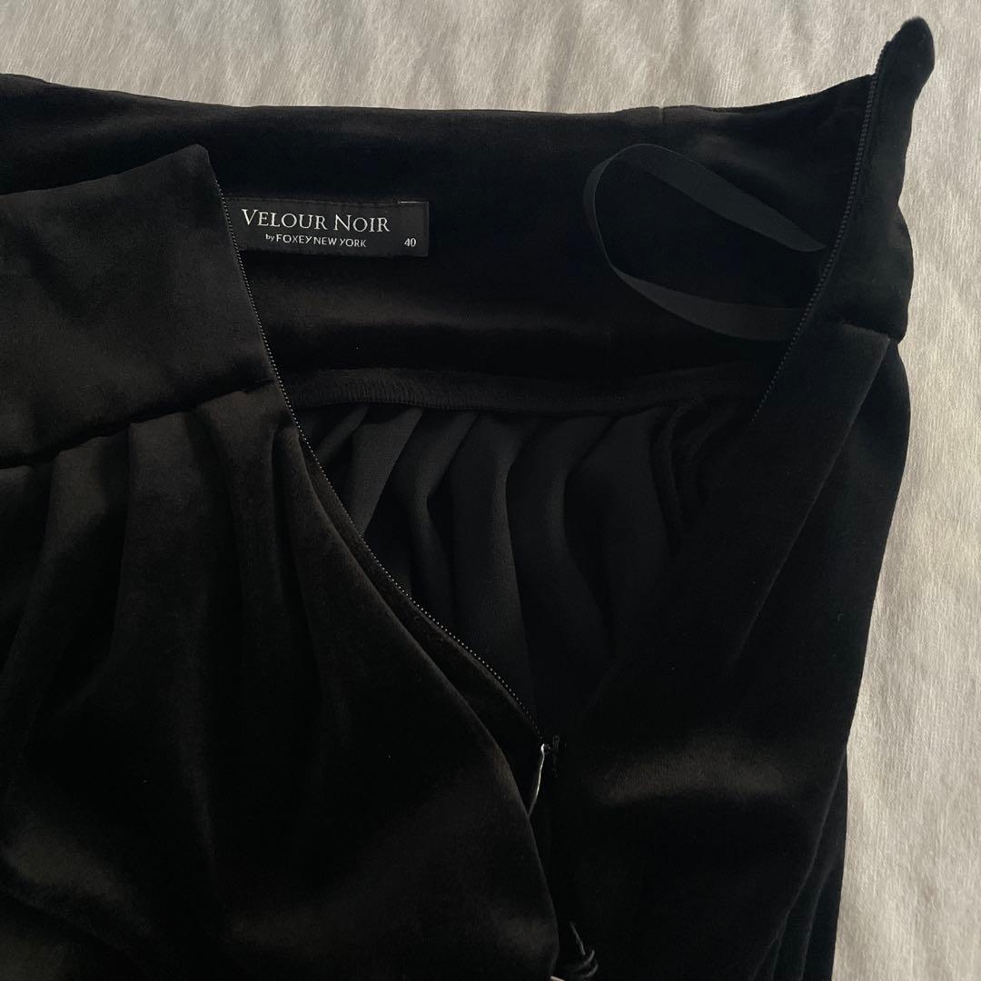 FOXEY VELOUR NOIR ブラック フレアスカート 40