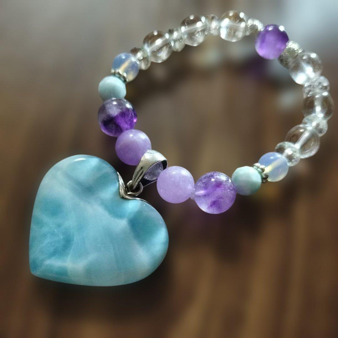 ラリマー　ハート型　ブレスレット
