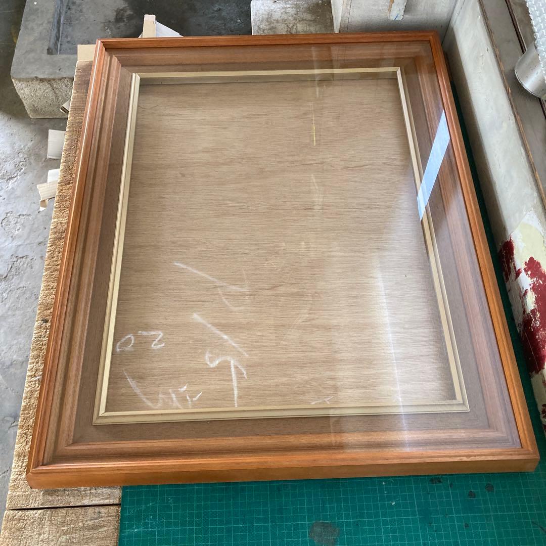 P15号 油彩額縁 シンプルなウッドフレーム モダン ガラス 空額