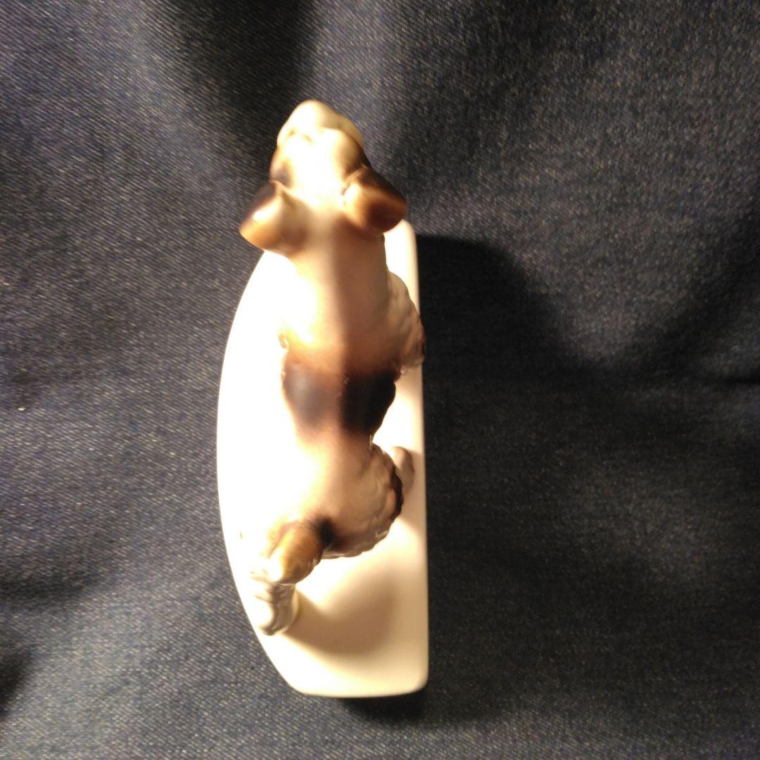 昭和レトロ　リード　 陶器製犬の置物ノベルティ　シユナウザー　当時物