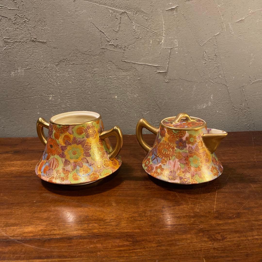 薩摩焼 明治 アンティーク 金蘭手まとめ売り カップ&ソーサー 骨董品 蔵出し