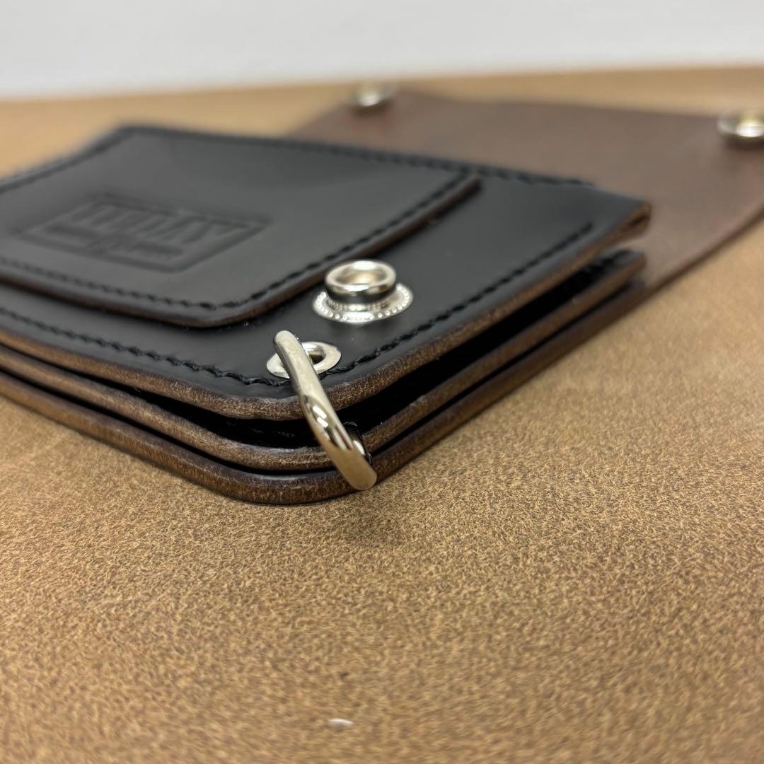 クロムエクセル　トラッカーウォレット　ミドル　黒　茶心　3層　シルバー925