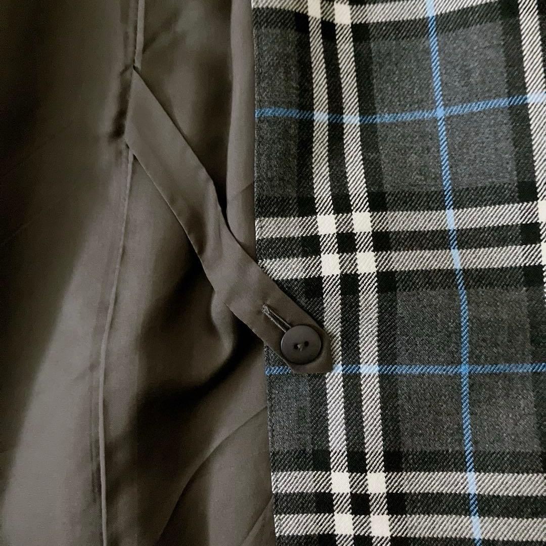 BURBERRY 15号 ラップスカート ノバチェック タイト 金ボタン LL