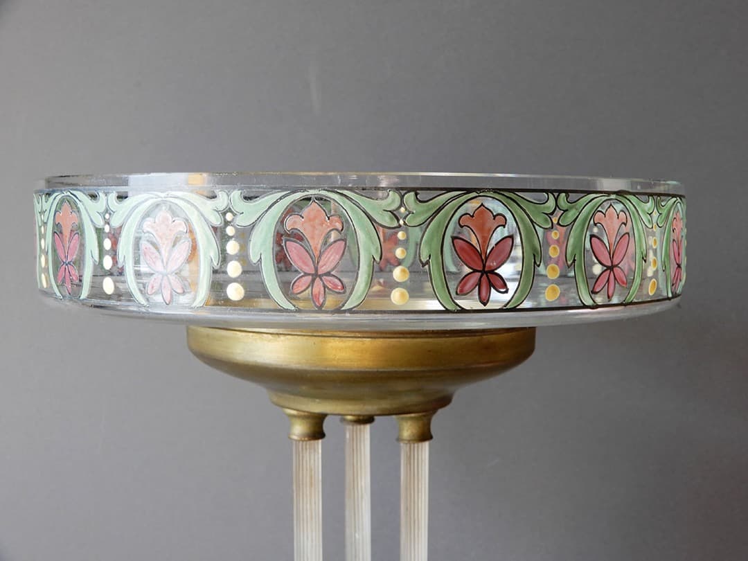 脚付きガラス皿　真鍮台座　ガラス柱