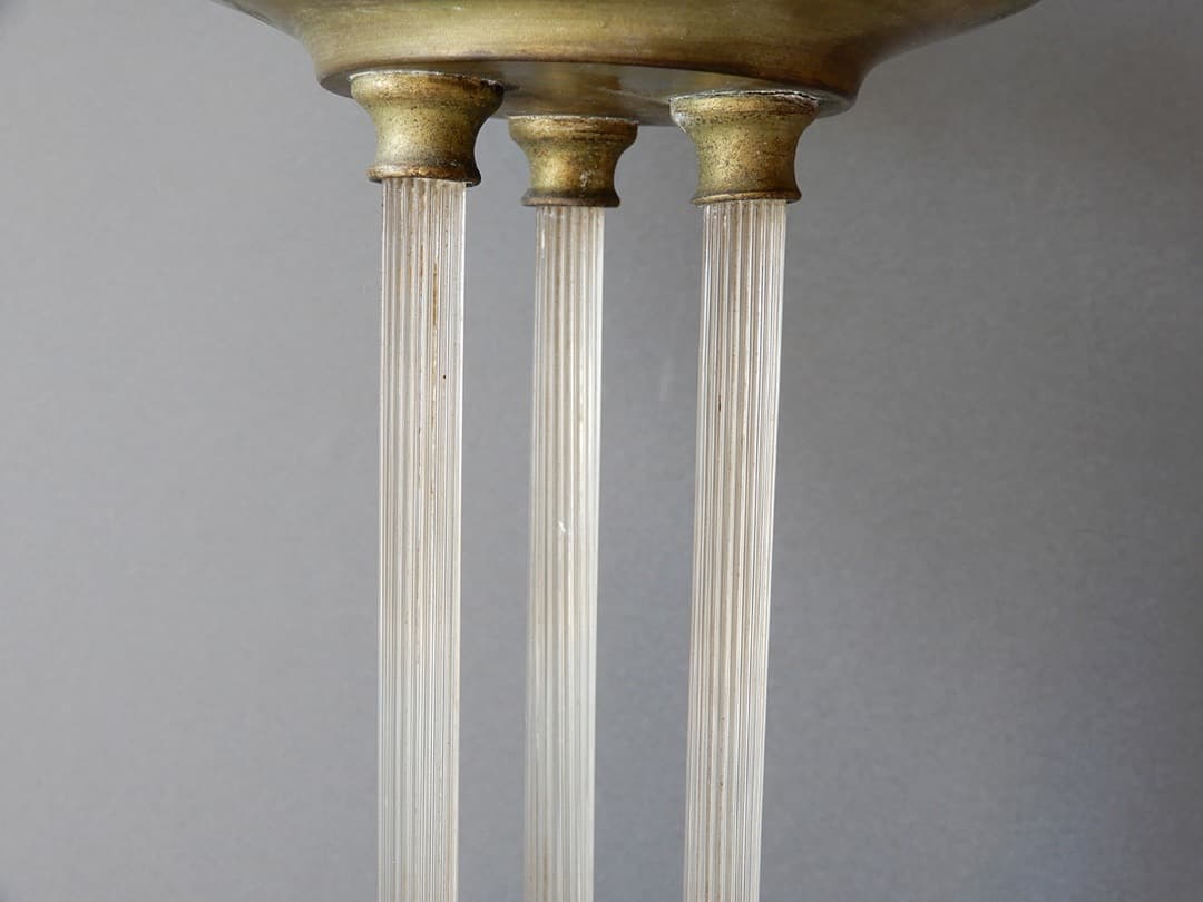 脚付きガラス皿　真鍮台座　ガラス柱