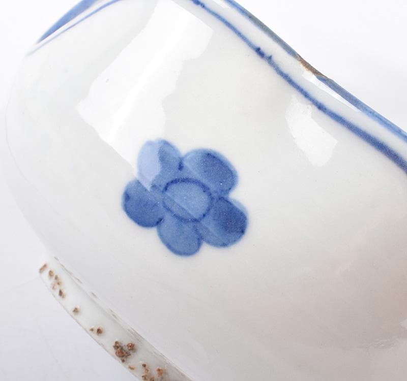 中国　古染付　山水文　向付　十人前　時代箱付　D　3915C