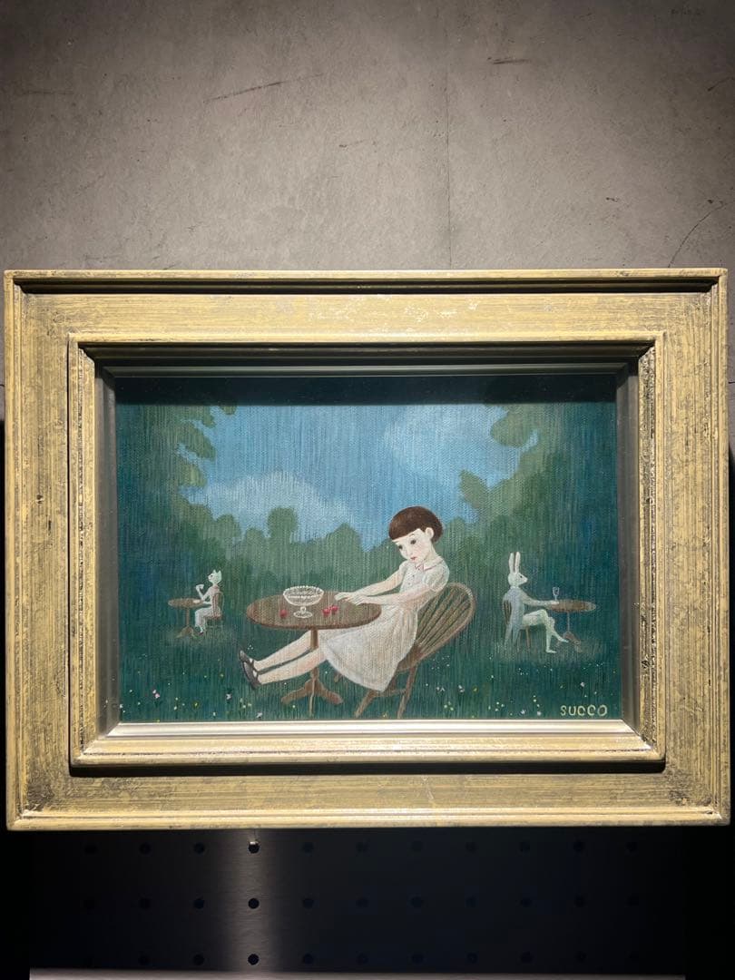 他の方発送×【森のcafe 】肉筆油彩画　作者不詳