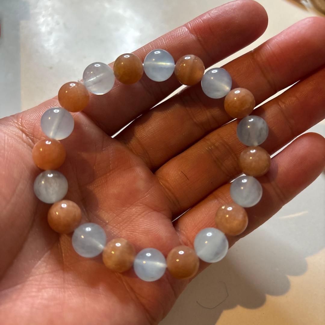 アクアマリンとオレンジムーンストーン！かわいい！