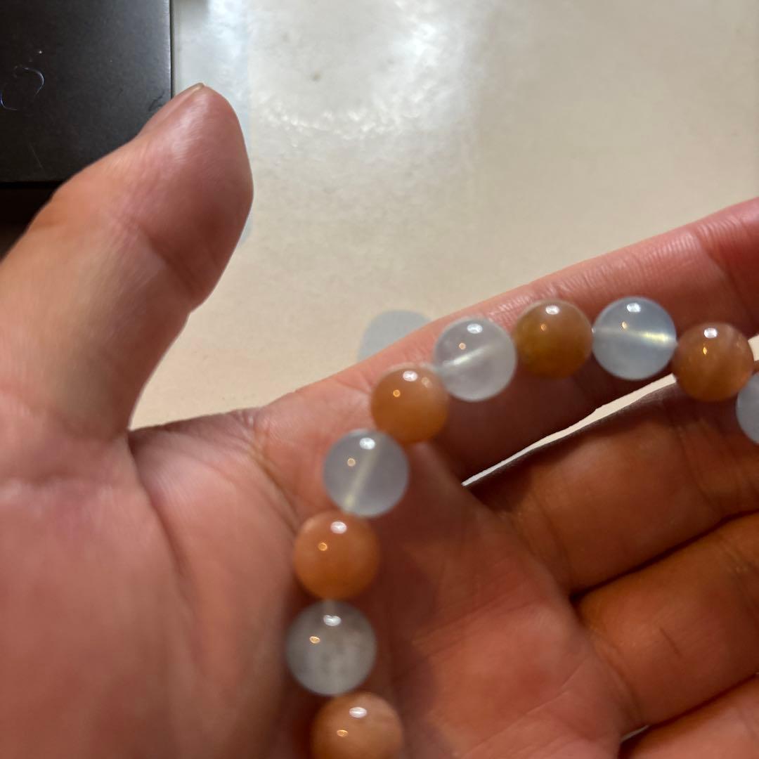 アクアマリンとオレンジムーンストーン！かわいい！