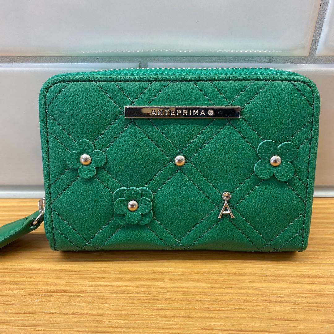 【美品】アンテプリマ ディアマンテ ケース グリーン　緑　 小銭入れ
