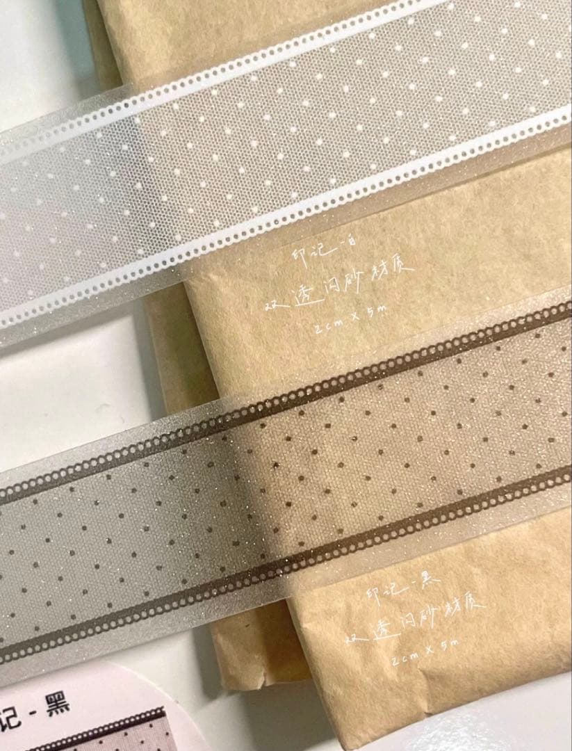 闪砂 印记-黑 白 2cm×5m２点セット 海外マスキングテープ レース