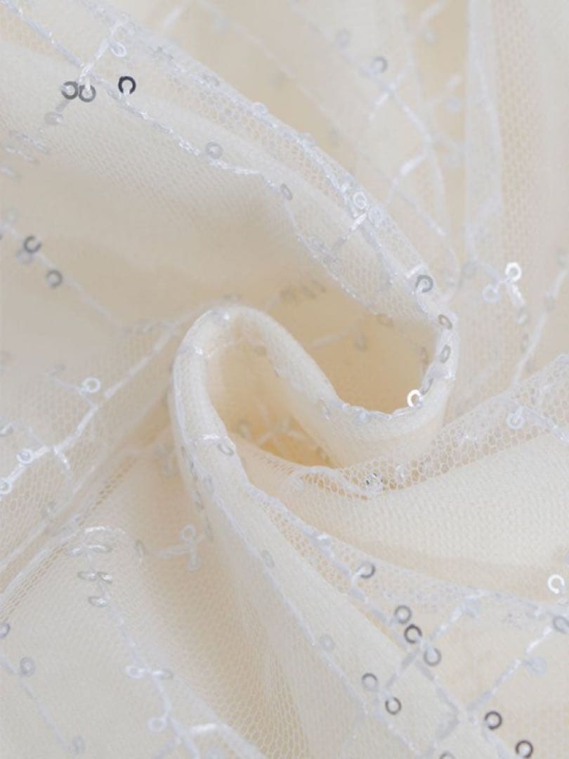 JEWELS レース Vネック ミニ キャバドレス／アイボリー