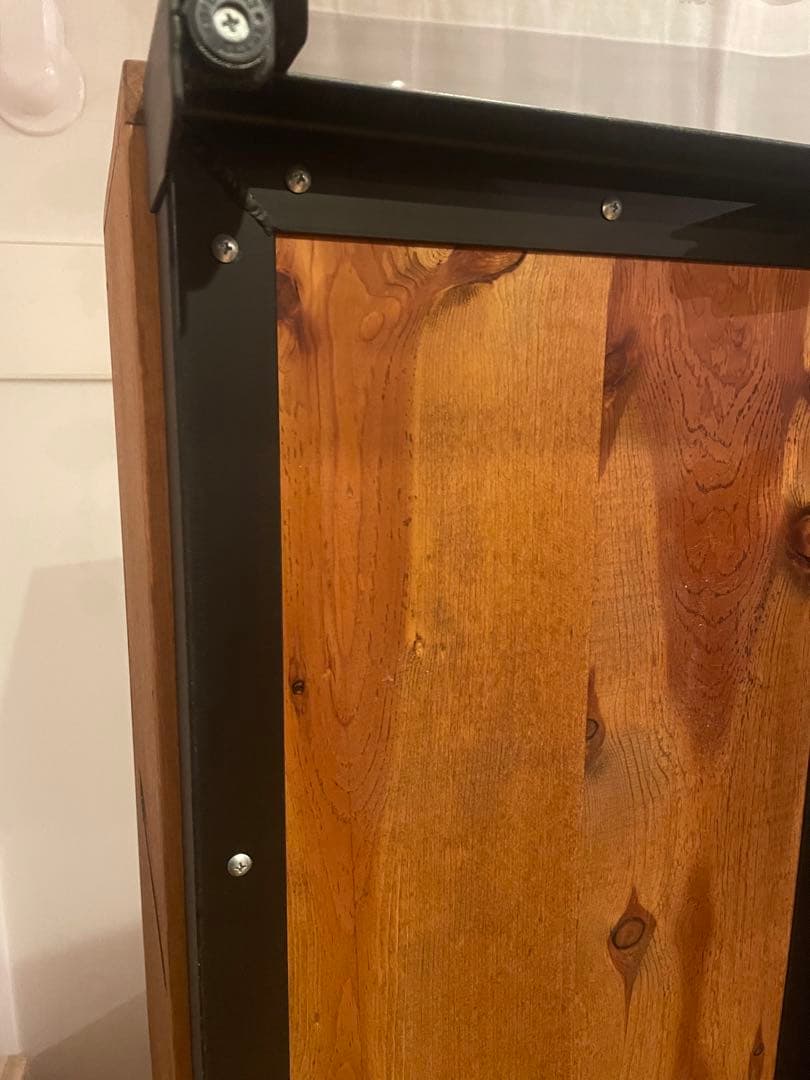 木製テレビ台 ガラス扉付き 4引き出し　アイアン