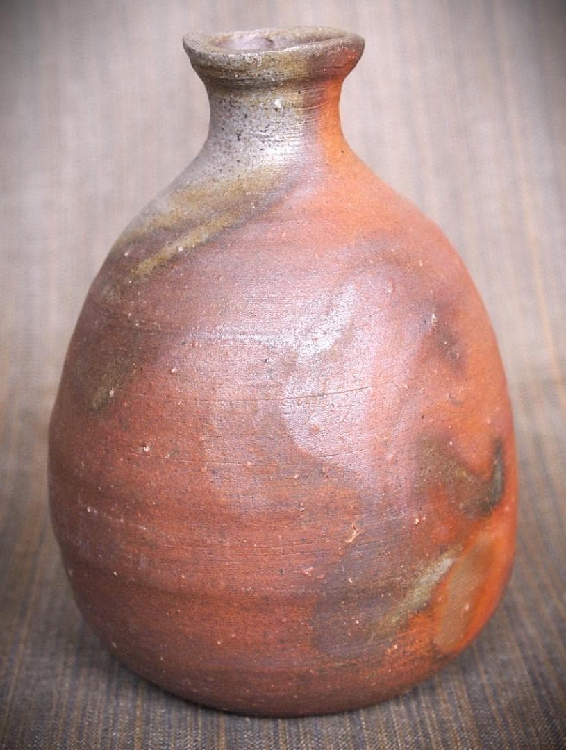 人気作家★中村和樹【師：中村真・中村六郎】★備前【窯変】徳利２★共箱・布