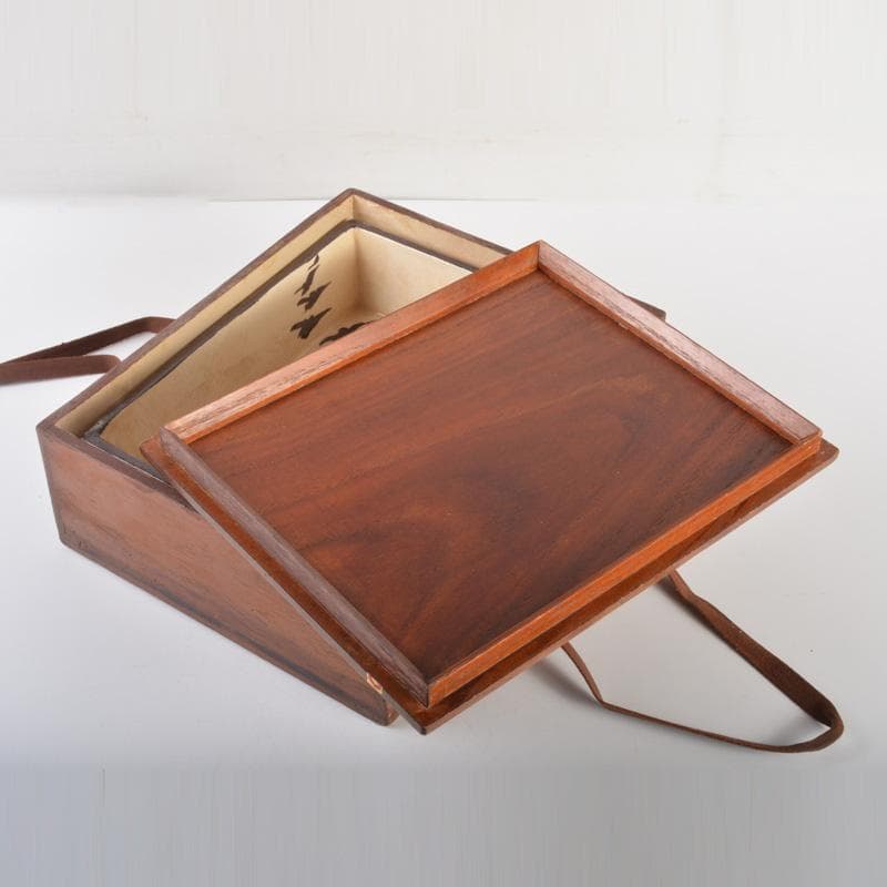 大東製陶　色絵草鳥文　四方鉢　共布　時代箱付　C　6677