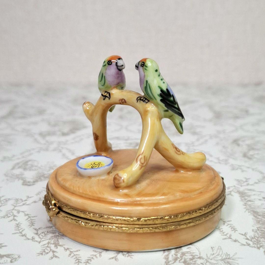 ★なかよし★ リモージュボックス インコ 鳥 夫婦 恋人